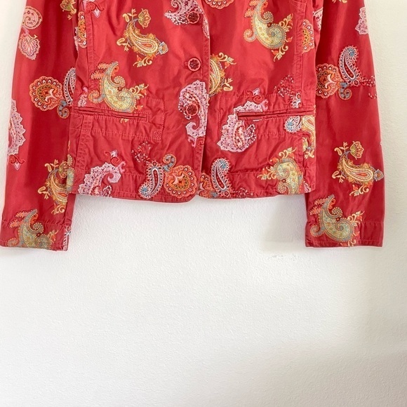 Johnny Was Paisley Floral Embroidered Twill Cotton Jacket Red Orange Medium - Picture 4 of 14